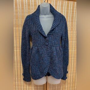 ONE A Beautiful navy blue soft peplum sweater cardigan